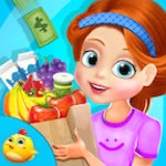 kids supermarket shopping game android application logo